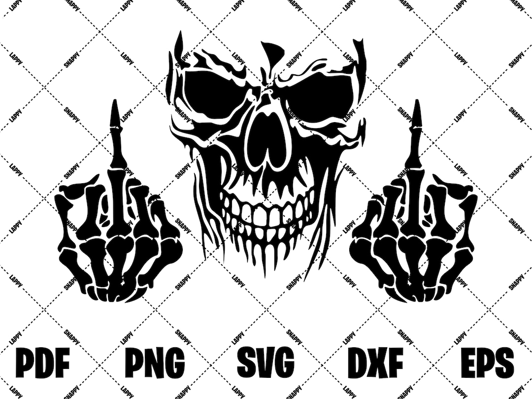 Fuck You Skull, Middle Finger SVG PNG, Middle Finger, Black Vector