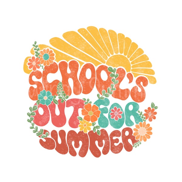 Schools Out For Summer popular PNG, summer kids shirt png, fun kids shirt png, Last Day Of School png, retro Beach png,retro summer png