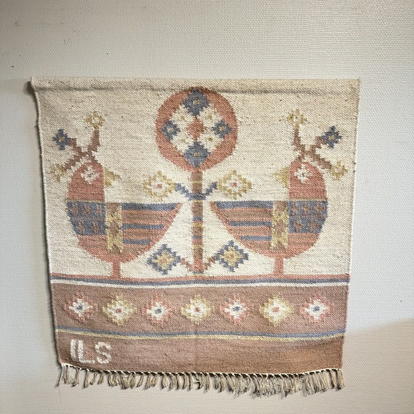 Handcrafted Norwegian Embroidered Tapestry - Authentic Scandinavian Fiber Art - Unique Wall Hanging