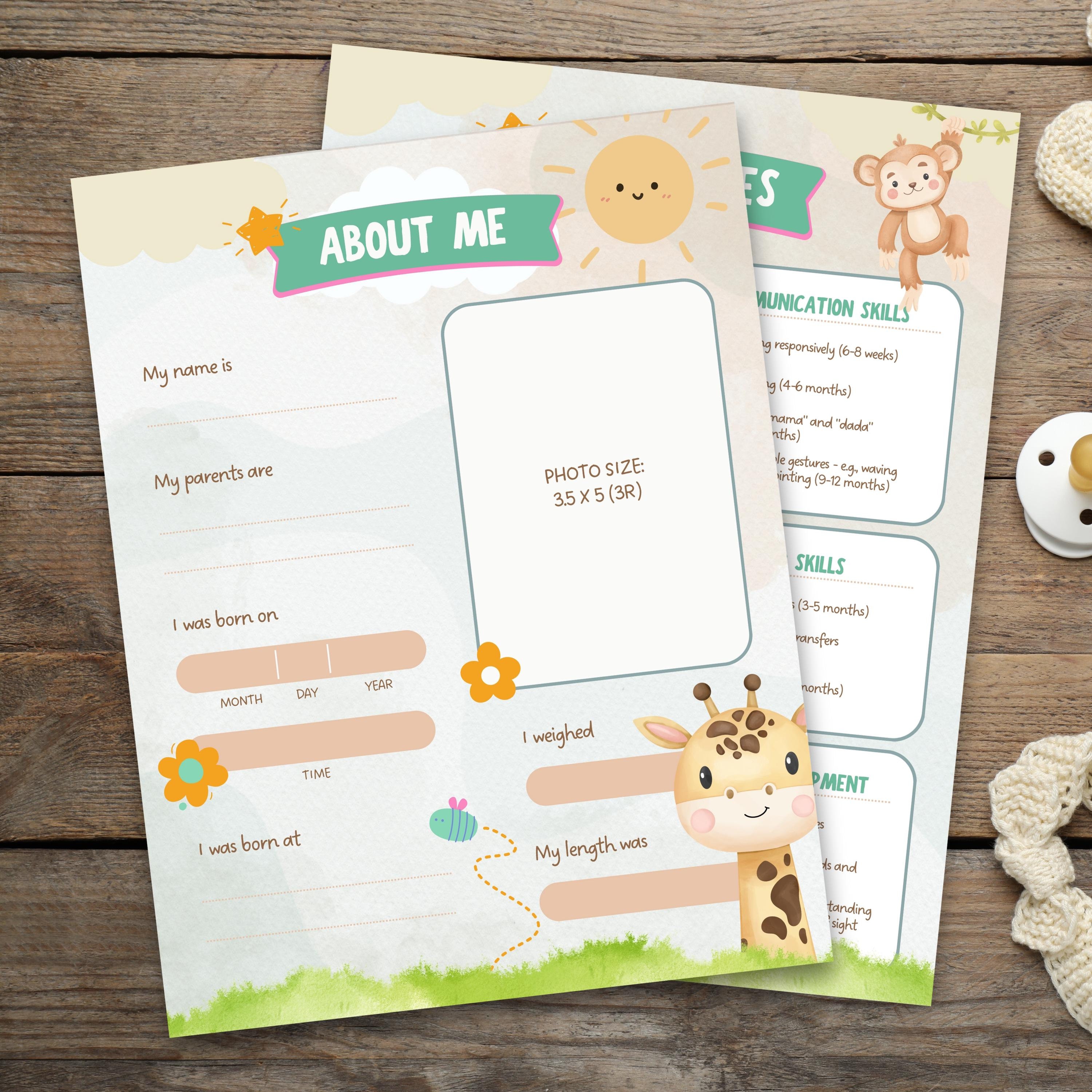 Printable Baby Milestones Tracker, Photo Journal, Letters to Baby ...
