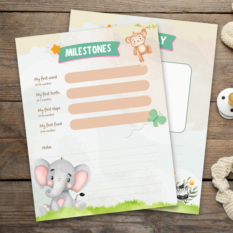 Printable Baby Milestones Tracker, Photo Journal, Letters to Baby ...