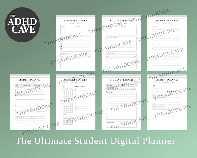 Printable Student Planner Digital Printouts | Academic Planner ...