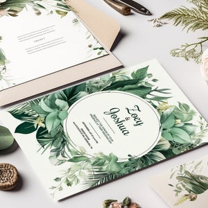 Plantilla de invitación de boda botánica, invitación de boda botánica, suite de invitación de boda, invitaciones de boda de flores silvestres, invitación caprichosa