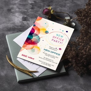 Invitación de gran inauguración, invitación a nueva oficina, invitación a fiesta de empresa, fiesta de lanzamiento, fiesta corporativa, invitación a fiesta de graduación, invitación editable