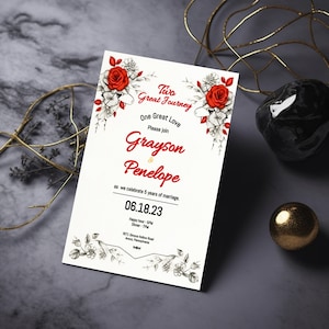 Anniversary Invitations,25th Anniversary Invitations,Anniversary Party Invitation,Golden Anniversary,Eucalyptus Anniversary,Retro Invitation