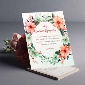 Carte de sympathie pour la belle-mère, carte de sympathie mère, carte de sympathie perte de mère, carte de sympathie, sympathie pour la perte, désolé pour votre carte de perte