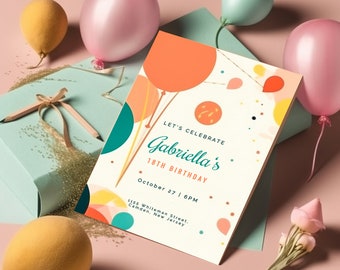 18. Geburtstag Einladungskarten, Prinzessin Geburtstagseinladung, rosa Geburtstagseinladung, 18. Geburtstagseinladungen, Meilenstein Geburtstagseinladung