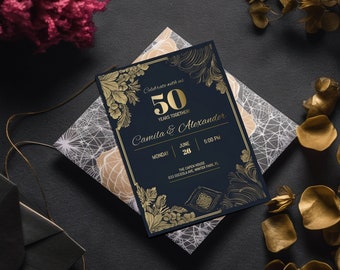 50th Anniversary Invitation Template,50th Anniversary Invitations,Anniversary Party Invitations,Wedding Anniversary Invitation,Templett
