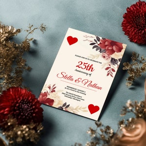 25th Wedding Anniversary Invitation,Wedding Anniversary Invitation,Anniversary Party Invitation,Boho Wedding Invites,Anniversary Invitation