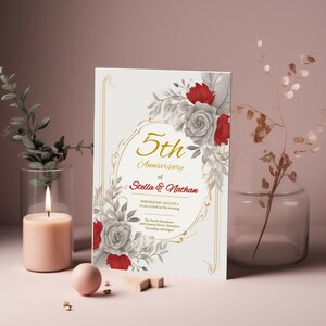 5 Year Wedding Anniversary,Wedding Anniversary Invitation 5 Year,5th Anniversary Card,Unique Wedding Invitation,Acrylic Wedding Invitations
