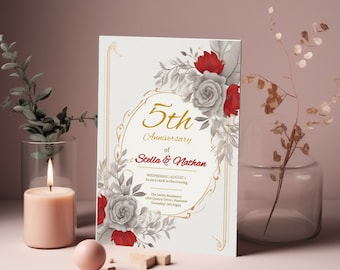 5 Year Wedding Anniversary,Wedding Anniversary Invitation 5 Year,5th Anniversary Card,Unique Wedding Invitation,Acrylic Wedding Invitations