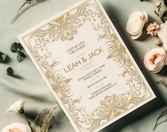 Classic Wedding Invitation Template,Traditional Wedding Invitation,Wedding Invitation Template Set,Wedding Suite,Minimal Wedding Invitation