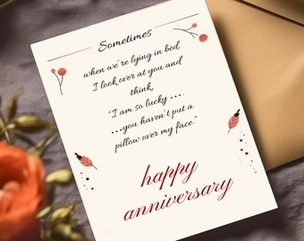 Tarjeta de aniversario divertida, tarjeta de aniversario divertida, tarjeta de aniversario divertida para pareja, tarjeta de aniversario divertida para marido, tarjeta de feliz aniversario