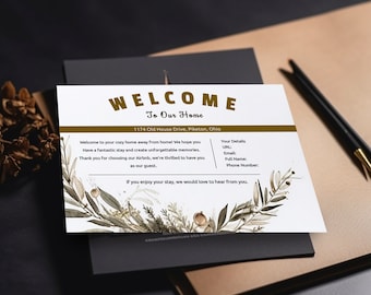 Airbnb, afdrukbare welkomstkaart, welkomstkaart voor verhuur, welkomstkaart voor thuis, Airbnb-welkomst, Airbnb-sjabloon, host-welkomstkaart, Airbnb-welkomstsjabloon