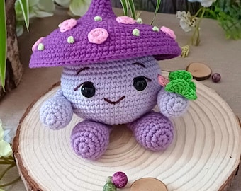 Häkelanleitung für einen Fantasiepilz (PDF) – Dekorativer Amigurumi-Pilz, Cottagecore-Deko, Feengarten, DIY-Geschenk