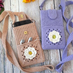 Häkelanleitung für eine Handytasche – Kleine Umhängetasche mit Blume – PDF (Leicht/Mittel) – Schritt-für-Schritt-Anleitung Bild 2