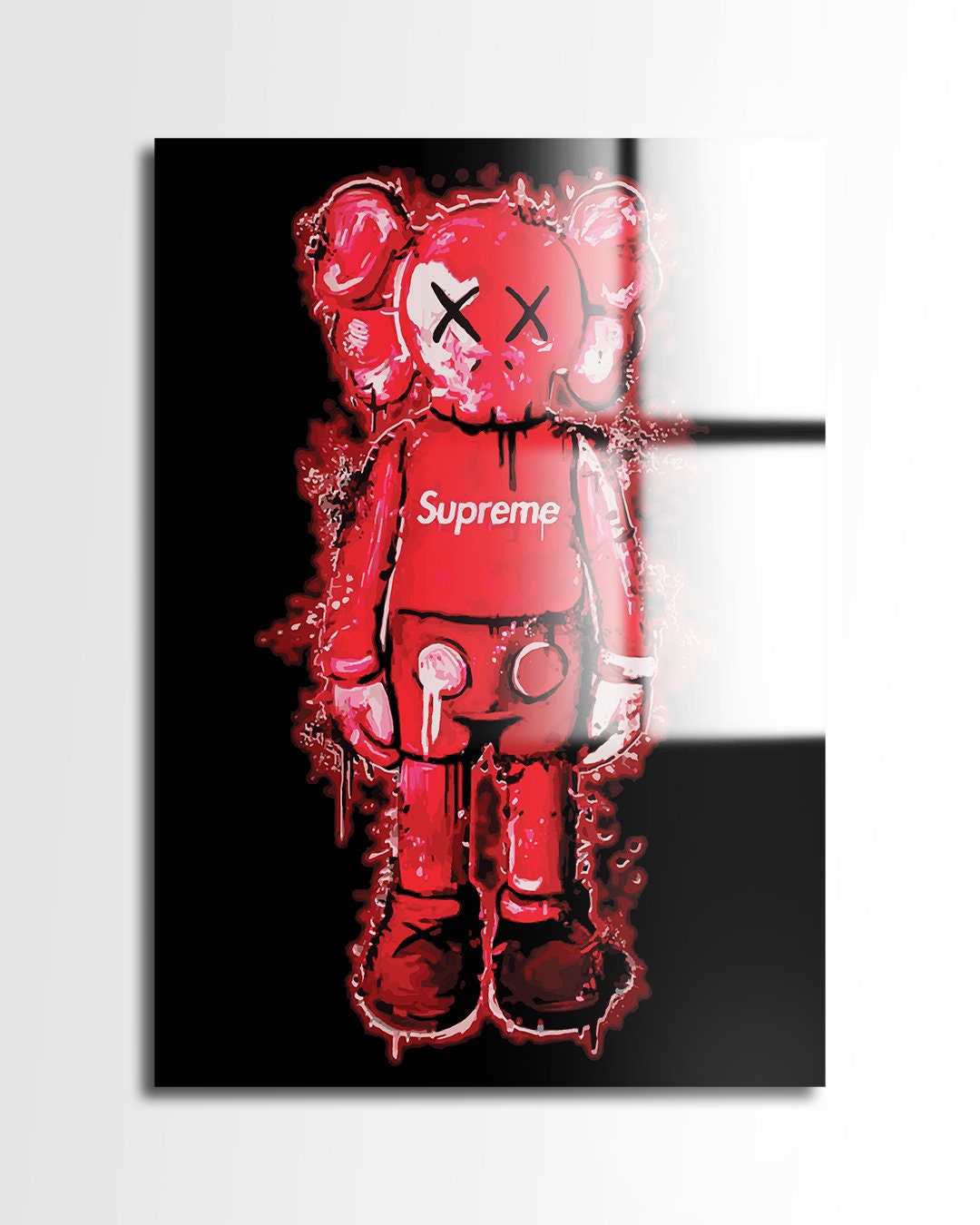 Red Hype Bear X Supreme Wall Art - Acrylic Glass - Etsy