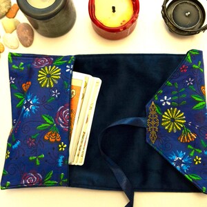 Tarot card wrap, Blue Tarot bag, Tarot pouch, Tarot Case, Tarot Deck Mat, Tarot box, Tarot card holder, Oracle card wrap, Witchy gift
