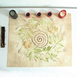 Tessuto per tarocchi da altare, stampa ecologica, OOAK, tessuto per divinazione, stile vintage, tessuto cerimoniale, rituale, stregoneria, incantesimo magico, regalo di stregoneria