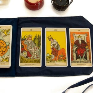 Blue Tarot Card Wrap OOAK – Velvet Tarot Reading Cloth & Cotton Deck Holder, Travel Tarot Case, Oracle Card Pouch, Gift for Witches