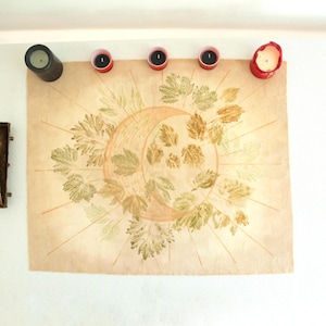 Tessuto per tarocchi da altare, stampa ecologica, OOAK, tessuto cerimoniale divinatorio, rituale, decorazione per altare domestico, incantesimo magico, regalo stregonesco, stile vintage