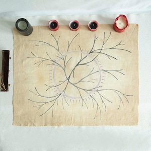Tessuto per tarocchi da altare, OOAK, tessuto divinatorio, cerimoniale, rituale, decorazione per altare domestico, incantesimo magico, regalo di stregoneria, stile vintage, albero della vita