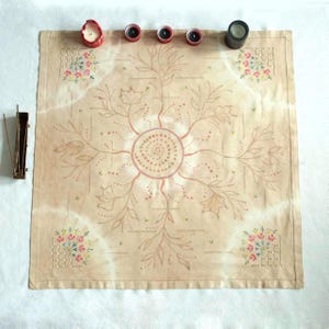 Carta dei tarocchi dell'altare in stoffa 32"x32", OOAK, stoffa per divinazione, cerimoniale, stoffa, rituale, decorazione per altare domestico, incantesimo magico, regalo di stregoneria, stantio vintage