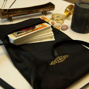 Tarot card wrap, Black Tarot bag, Witchcraft Tarot Case, Tarot card holder, Tarot deck pouch, Gift for Witches