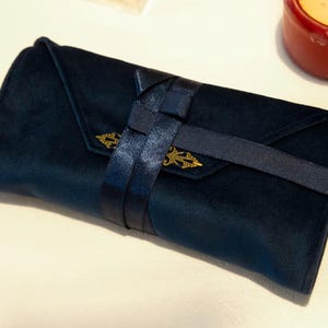 Blue Tarot Card Wrap OOAK – Velvet Tarot Reading Cloth & Cotton Deck Holder, Travel Tarot Case, Oracle Card Pouch, Gift for Witches