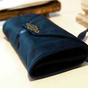 Blue Tarot Card Wrap OOAK – Velvet Tarot Reading Cloth & Cotton Deck Holder, Travel Tarot Case, Oracle Card Pouch, Gift for Witches