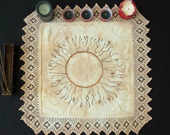 Altar Tarot Cloth,  Ritual Divination cloth Vintage style, OOAK Ceremonial cloth, Occult Altar supplies, Magic spell, Gift for Witches