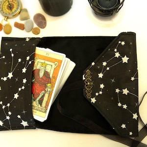 Porta carte dei tarocchi, Borsa per carte dei tarocchi, Custodia per tarocchi, Sacchetto nero per tarocchi, Mazzo di tarocchi, Scatola per tarocchi, Porta carte dei tarocchi, Panno per la lettura dei tarocchi, Stelle