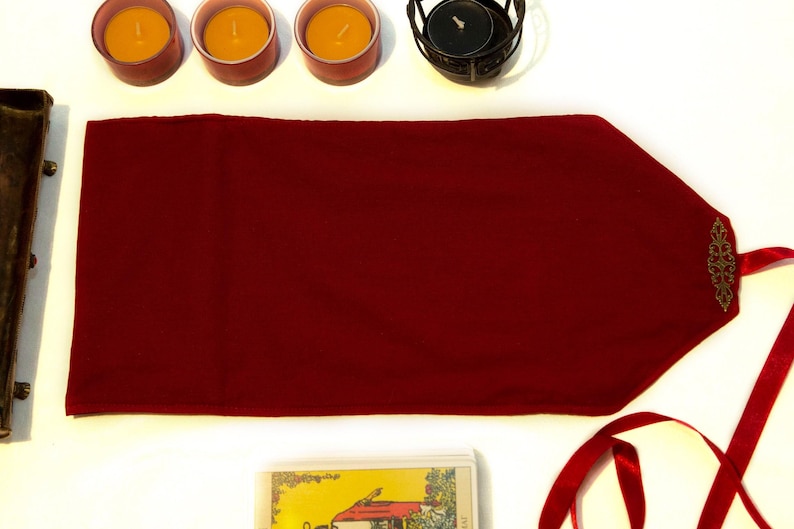 Tarot card wrap red, Tarot card bag velvet, Tarot pouch, Oracle deck case, Velvet Tarot card Holder,  Gift for Witches, Tarot Accessories