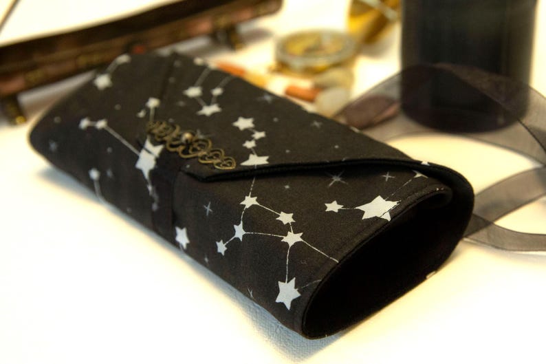 Black Tarot Card Wrap OOAK – Velvet Tarot Reading Cloth & Cotton Deck Holder with Pocket, Travel Tarot Case, Oracle Card Pouch, Witchcraft Gift