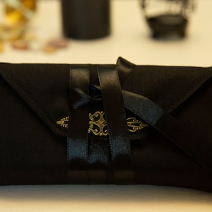 Tarot card wrap, Black Tarot bag, Witchcraft Tarot Case, Tarot card holder, Tarot deck pouch, Gift for Witches