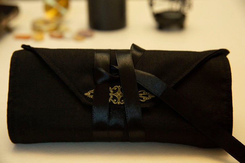 Tarot card wrap, Black Tarot bag, Witchcraft Tarot Case, Tarot card holder, Tarot deck pouch, Gift for Witches