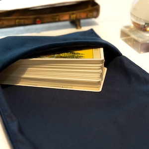 Blue Tarot Card Wrap OOAK – Velvet Tarot Reading Cloth & Cotton Deck Holder, Travel Tarot Case, Oracle Card Pouch, Gift for Witches