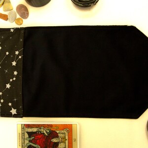 Black Tarot Card Wrap OOAK – Velvet Tarot Reading Cloth & Cotton Deck Holder with Pocket, Travel Tarot Case, Oracle Card Pouch, Witchcraft Gift