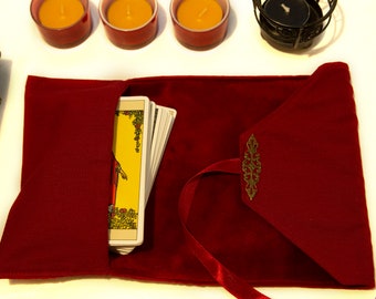 Funda roja para cartas de tarot, bolsa de terciopelo para cartas de tarot, estuche para barajas de oráculo, porta cartas de tarot de terciopelo, regalo para brujas, accesorios de tarot