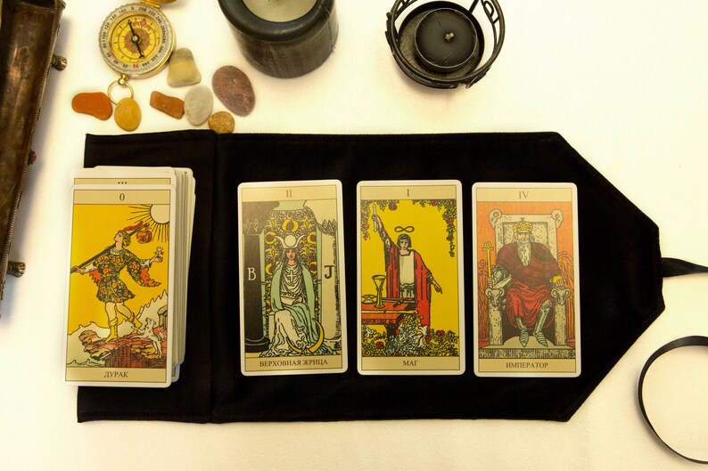 Tarot card wrap, Black Tarot bag, Witchcraft Tarot Case, Tarot card holder, Tarot deck pouch, Gift for Witches