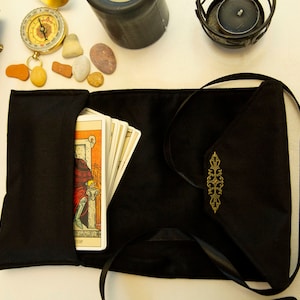 Porta carte dei tarocchi, Borsa dei tarocchi neri, Custodia dei tarocchi, Porta carte dei tarocchi, Sacchetto dei tarocchi, Mazzo di tarocchi, Lenormand, Oracolo, Angelo, Rune, Regalo per