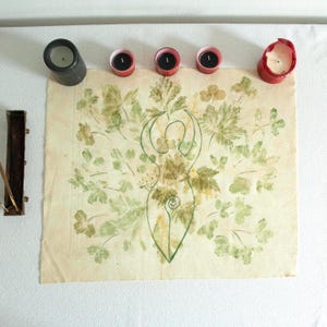 Altaar Tarotkaartdoek, ecoprint, OOAK, waarzeggerij, vintage stijl, ceremoniële doek, ritueel, hekserij, toverspreuk * Cadeau voor heksen