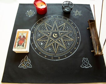 Tissu d'autel, tissu de tarot, tartinade de tarot, tissu de lecture de tarot, autel occulte, attributs d'autel, sort magique, sorcellerie * tissu rituel * nappe