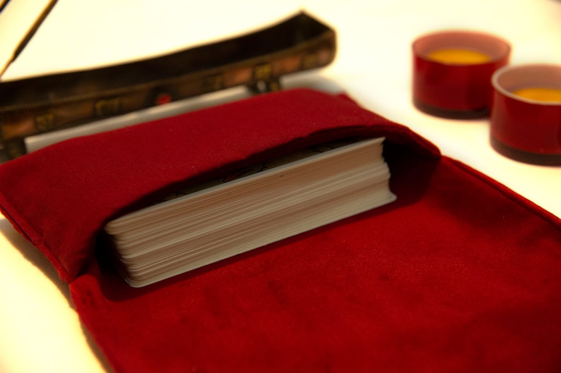 Tarot card wrap red, Tarot card bag velvet, Tarot pouch, Oracle deck case, Velvet Tarot card Holder,  Gift for Witches, Tarot Accessories