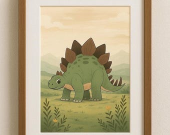 Digitale Printdatei "Stegosaurus", DIN A4 Printable zum Selberausdrucken für Dinosaurier-Fans, Sofortiger Digitaler Download