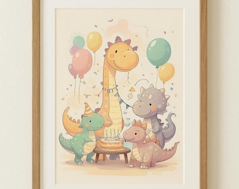 Digitale Printdatei "Dinogeburtstag", DIN A4 Printable zum Selberausdrucken für Dinosaurier-Fans, Sofortiger Digitaler Download