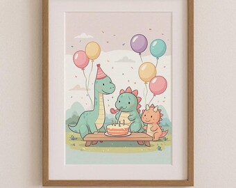 Digitale Printdatei "Dinogeburtstag", DIN A4 Printable zum Selberausdrucken für Dinosaurier-Fans, Sofortiger Digitaler Download