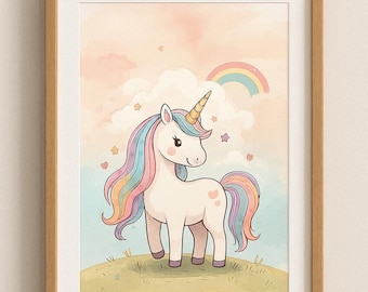 Digitale Printdatei "Einhorn", DIN A4 Printable zum Selberausdrucken für Einhorn-Fans, Sofortiger Digitaler Download