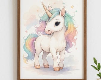 Digitale Printdatei "Einhorn", DIN A4 Printable zum Selberausdrucken für Einhorn-Fans, Sofortiger Digitaler Download