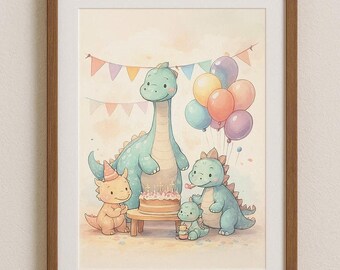 Digitale Printdatei "Dinogeburtstag", DIN A4 Printable zum Selberausdrucken für Dinosaurier-Fans, Sofortiger Digitaler Download